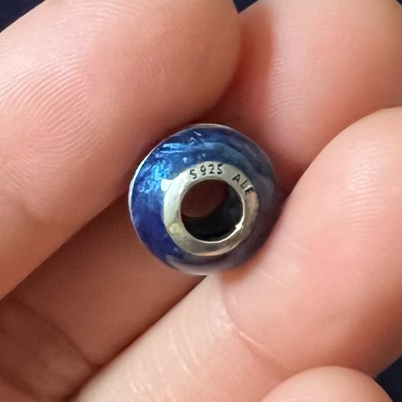 Retired Pandora Midnight Blue Orbit Charm Sterling Silver EUC - Picture 8 of 8
